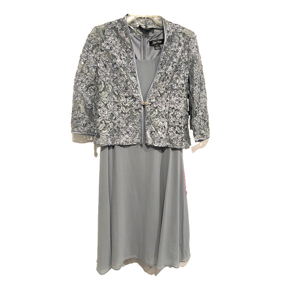 JESSICA HOWARD special occasion 2 pc grey dress size 6 P MSRP $168 - Picture 1 of 10